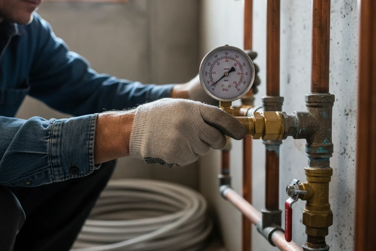 Pressure testing a repaired line during Water Line Repair in Pembroke Township